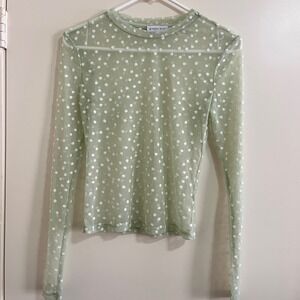 Gianni Bini Womens Embroidered Ditsy Sheer Mesh Top XSmall Y2K Rave Festival 90s